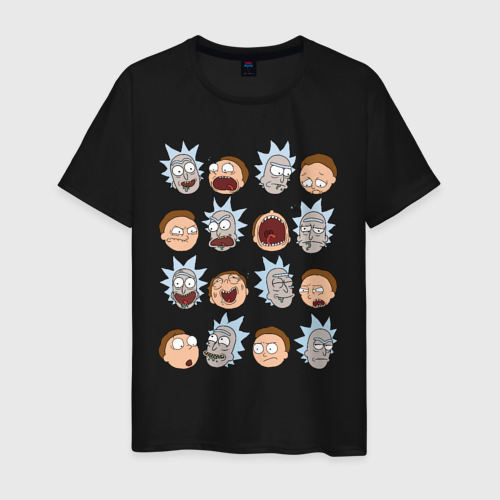Мужская футболка хлопок Faces Rick and Morty Фото 01 Мужская футболка хлопок Faces Rick and Morty Фото 01