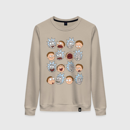 Женский свитшот хлопок Faces Rick and Morty Фото 01 Женский свитшот хлопок Faces Rick and Morty Фото 01