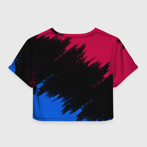 Женская футболка Crop-top 3D FC BARCELONA, цвет 3D печать - фото 2