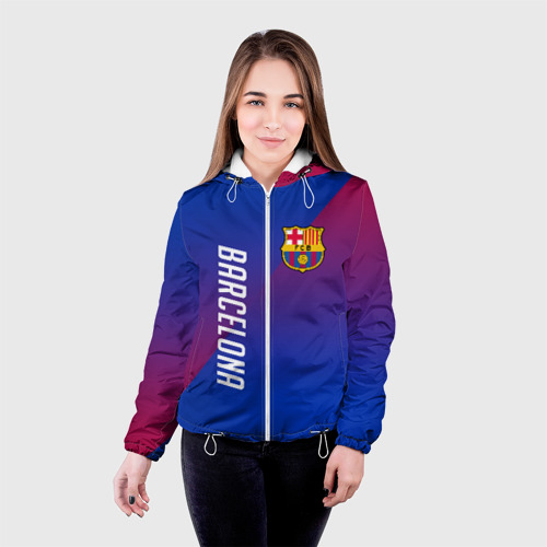 Женская куртка 3D FC Barcelona, цвет белый - фото 3