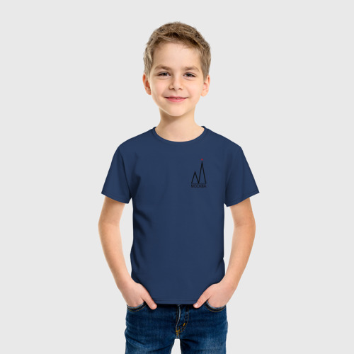 Детская футболка хлопок Москва-чёрный логотип, цвет темно-синий - фото 3
