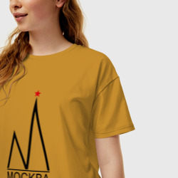 Женская футболка хлопок Oversize Москва-чёрный логотип-2 - фото 2