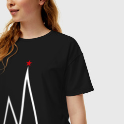 Женская футболка хлопок Oversize Москва-белый логотип-2 - фото 2
