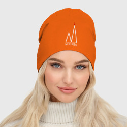 Женская шапка демисезонная Москва-белый логотип-2 - фото 2