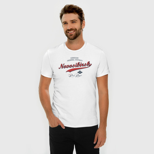 Мужская футболка хлопок Slim Новосибирск СФО, цвет белый - фото 3
