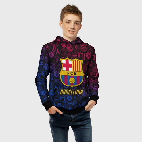 Детская толстовка 3D FC Barcelona Barca Барселона, цвет черный - фото 6