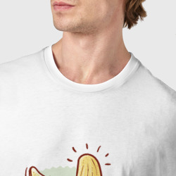 Футболка с принтом Пончик на банане для мужчины, вид на модели спереди №4. Цвет основы: белый