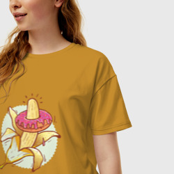 Женская футболка хлопок Oversize Пончик на банане - фото 2