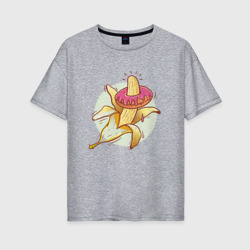 Женская футболка хлопок Oversize Пончик на банане
