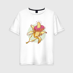 Женская футболка хлопок Oversize Пончик на банане