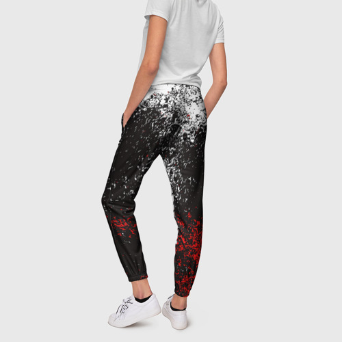 Женские брюки 3D АТАКА ТИТАНОВ. Бело-красная тема, цвет 3D печать - фото 4