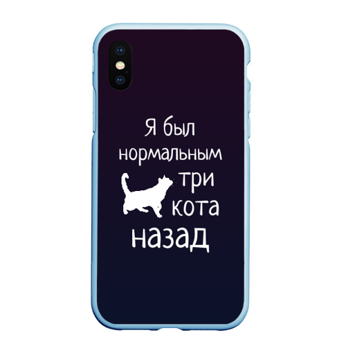 Чехол для iPhone XS Max матовый Я был в норме три кота назад, цвет голубой