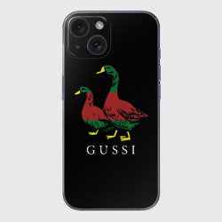 Чехол для iPhone 15 силиконовый с защитой камеры Модный гусь