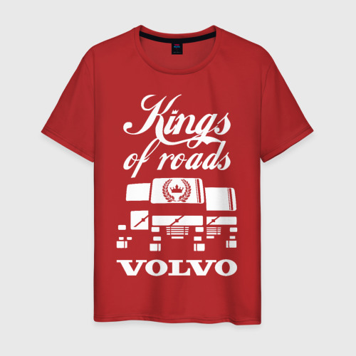 Мужская футболка хлопок Volvo - короли дорог, цвет красный