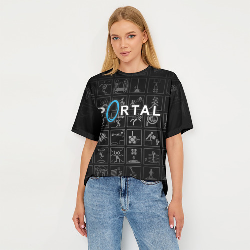 Женская футболка oversize 3D Portal icons, цвет 3D печать - фото 5