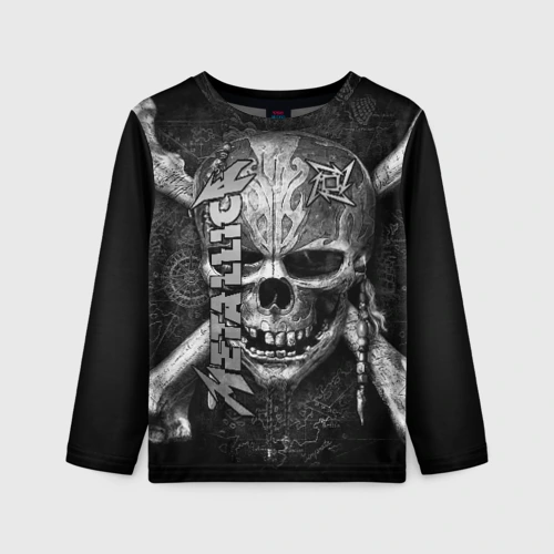 Детский лонгслив 3D Metallica skull