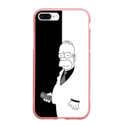 Чехол для iPhone 7Plus/8 Plus матовый Гомер Симпсон - в смокинге - black and white