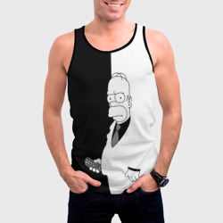 Мужская майка 3D Гомер Симпсон - в смокинге - black and white - фото 2