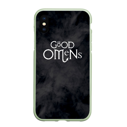 Чехол для iPhone XS Max матовый Good omens крылья, цвет салатовый