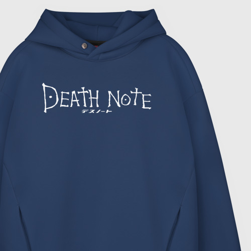 Мужское худи Oversize хлопок Death Note one more logo, цвет темно-синий - фото 4