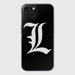 Чехол для iPhone 15 силиконовый с защитой камеры Death Note Тетрадь смерти l