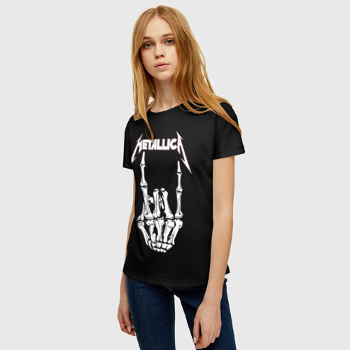 Женская футболка 3D с принтом Metallica, фото на моделе #1