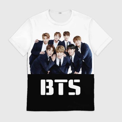Мужская футболка 3D с принтом BTS постер, вид спереди #2