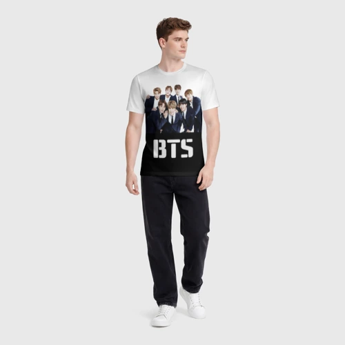 Мужская футболка 3D с принтом BTS постер, вид сбоку #3