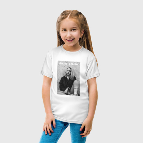 Детская футболка хлопок с принтом Билли Айлиш, вид сбоку #3