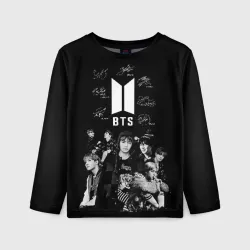 Детский лонгслив 3D BTS плакат с автографами