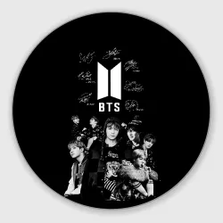 Круглый коврик для мышки BTS плакат с автографами