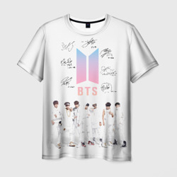 BTS белый постер – Мужская футболка 3D с принтом купить со скидкой в -26%