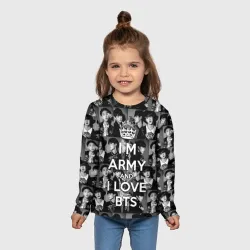 Детский лонгслив 3D I am army and I lover BTS - фото 2