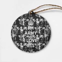 Деревянная игрушка круг I am army and I lover BTS