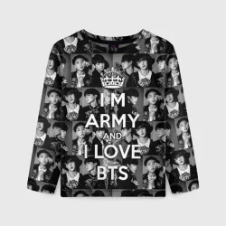 Детский лонгслив 3D I am army and I lover BTS