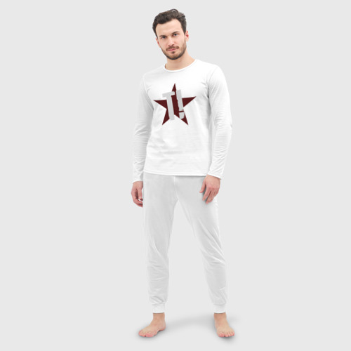 Мужская пижама с лонгсливом хлопок Тараканы!, цвет белый - фото 3