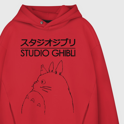 Мужское худи Oversize хлопок Studio Ghibli, цвет красный - фото 4