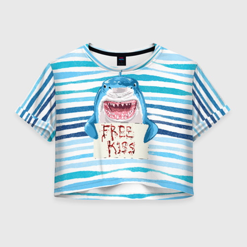 Женская футболка Crop-top 3D Free Kiss, цвет 3D печать