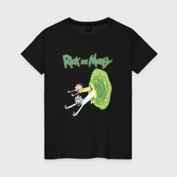 Женская футболка хлопок Rick and Morty portal