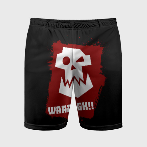 Мужские шорты спортивные с принтом WAAAGH!!, вид спереди #2