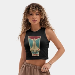 Женская укороченная майка-топ хлопок Буран космический корабль СССР - фото 2