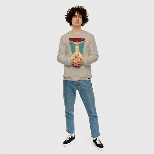 Мужской свитшот хлопок с принтом Буран космический корабль СССР, фото #4