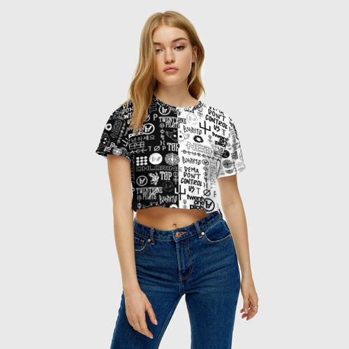 Женская футболка Crop-top 3D TWENTY ONE PILOTS, цвет 3D печать - фото 3