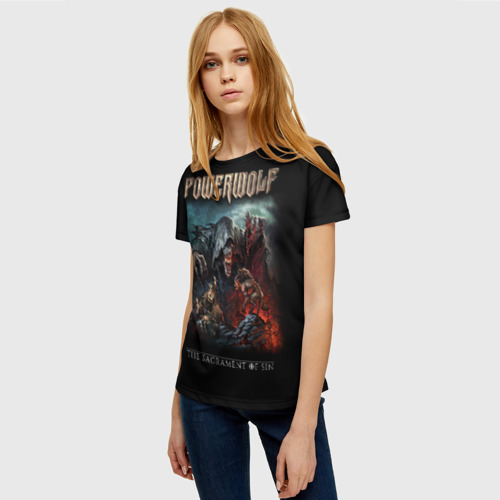Женская футболка 3D с принтом Powerwolf, фото на моделе #1