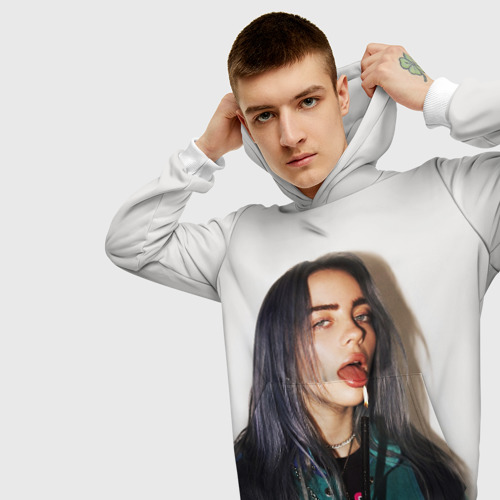 Мужская толстовка 3D BILLIE EILISH, цвет белый - фото 5