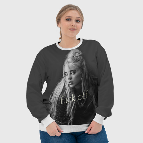 Женский свитшот 3D Billie Eilish fak off, цвет 3D печать - фото 6