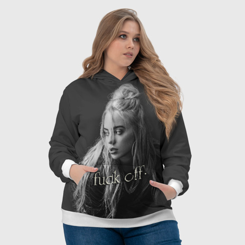 Женская толстовка 3D Billie Eilish fak off, цвет 3D печать - фото 6