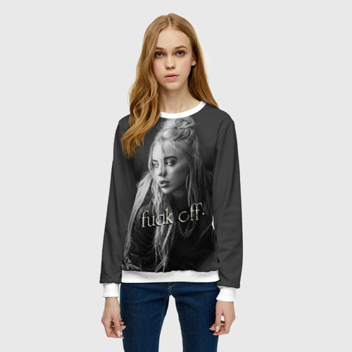 Женский свитшот 3D Billie Eilish fak off, цвет 3D печать - фото 3