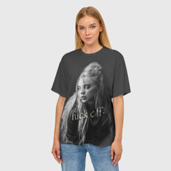 Женская футболка oversize 3D Billie Eilish fak off - фото 2