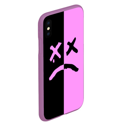 Чехол для iPhone XS Max матовый LIL PEEP SMILE PINK | ЛИЛ ПИП СМАЙЛ, цвет фиолетовый - фото 3